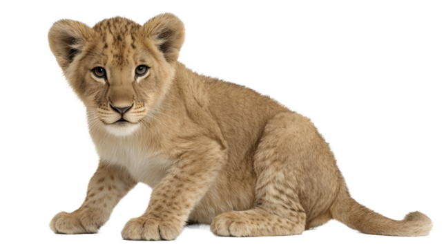 A young female lion cub beside an eight-year-old lioness panthera leo in the wild. transparent png