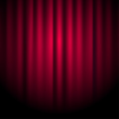 Red Silk Velvet curtains with focus light Theater cinema vector illustration