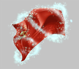 USSR, vector 3d flag in whirlwind of magical radiance
