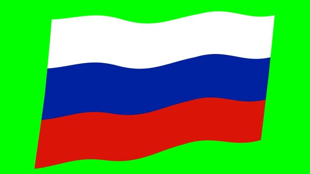 風になびくシンプルなロシアの国旗。(クロマキー)