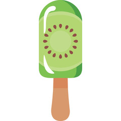 A Refreshing Green Kiwi Popsicle With Seeds And A Wooden Stick Against A White Background Perfect For Summer Treats And Healthy Snacks