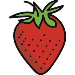 Obraz premium A Hand Drawn Red Strawberry With Green Leaves And A Transparent Background Perfect For Graphics And Illustrations