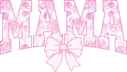 Chrysanthemum coquette mama png, November birth month flower, sublimation design, dtf dtg transfer, mug t shirt print, flowers leaves botanical, toile de jouy, vintage sketch, floral ribbon bow