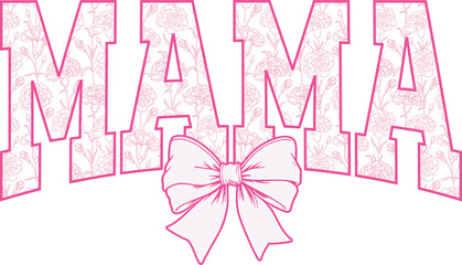 Pink carnation coquette mama png, January birth month flower, sublimation design, dtf dtg transfer, mug t shirt print, flowers leaves botanical, vintage sketch, floral ribbon bow