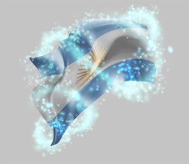 Argentina, vector 3d flag in whirlwind of magical radiance
