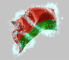 Belarus, vector 3d flag in whirlwind of magical radiance