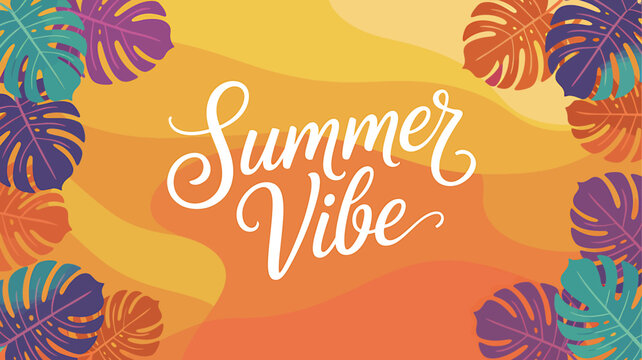 Summer vibe tropical leaves abstract background banner design