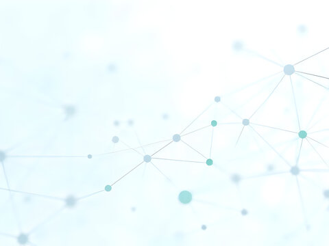 High-resolution white background abstract network featuring delicate cyan connection dots linked by gossamer geometric plexus lines with depth and dimension