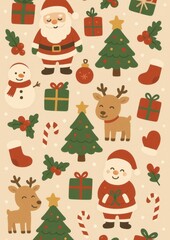 Fototapeta premium Festive holiday cartoon wallpaper