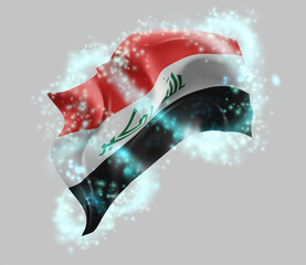 Iraq, vector 3d flag in whirlwind of magical radiance