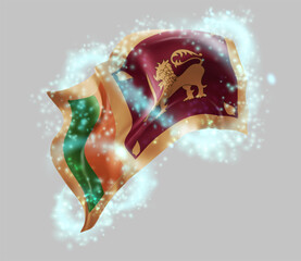 Sri Lanka, vector 3d flag in whirlwind of magical radiance