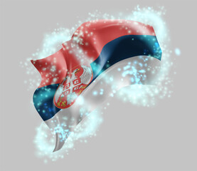 Armenia, vector 3d flag in whirlwind of magical radiance