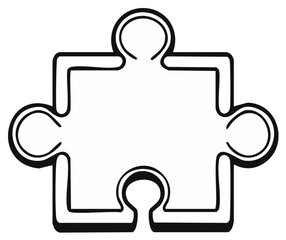 Obraz premium Outline of a Puzzle Piece Representing Connectivity and Strategy in Black and White Illustration