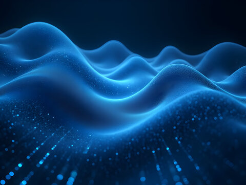Multidimensional quantum circuit with blue hyperdimensional wave patterns across parallel planes
