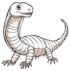 Fototapeta premium Funny cartoon apatosaurus dinosaur standing with a happy facial expression