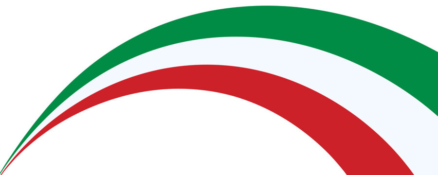 Patriotic banner with curved Italian flag isolated on a transparent background. Perfect for elections, sports events, Italian Liberation Day, Republic Day, Flag Day, or other Italian national holidays