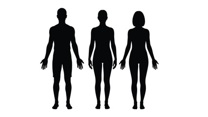 Human Body Silhouettes Set - Full Length Male and Female Figures Standing Upright © grvect02