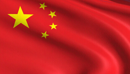 Flag of China with five stars on red background