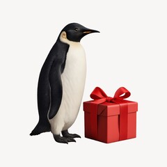 Fototapeta premium Penguin with red gift box