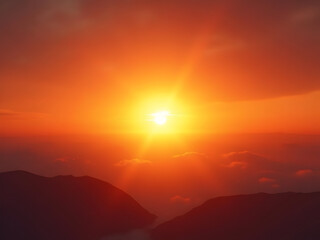 Ultra-realistic sunset orange plexus with gradient horizon effect, energy transition technology presentation