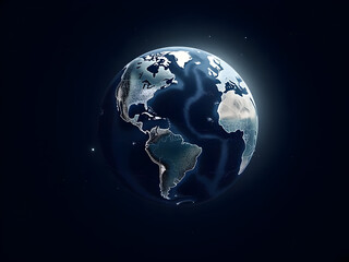 Ultra-realistic sphere of interconnected trade agreements fragmenting under tariff pressure with economic growth shock waves visualized on dark gradient cosmic background