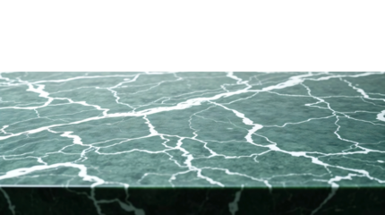Empty green marble table isolated on transparent background