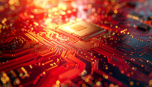 Close-up of a microprocessor on a circuit board