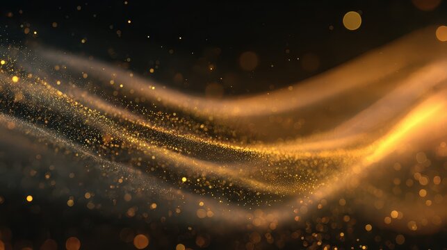 Luxurious golden particle glow on a dark background for an elegant abstract backdrop - Powered by Adobe