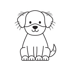 Adorable Puppy Line Art Vector Illustration Dog Cartoon Cute Puppy Pets Animal Doodle Drawing Kawaii Design Graphics