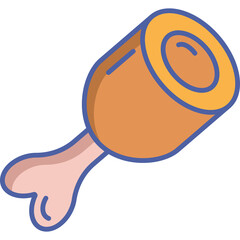 A Stylized Illustration of a Cooked Ham Hock with a Bone Showing Against a White Background