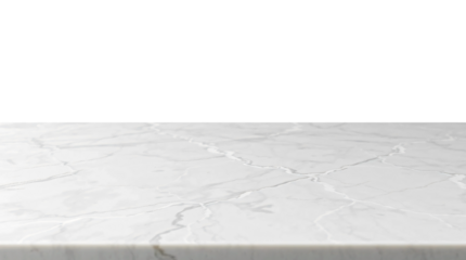 Empty white marble table isolated on transparent background