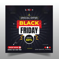 Black friday special offer social media post design web banner template