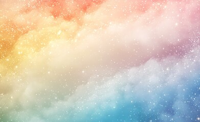 Fototapeta premium A soft pastel rainbow with twinkling stars in the background 