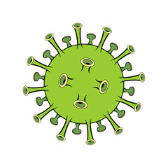 Green Virus Cartoon Vector Illustration, Germ and Bacteria Clipart