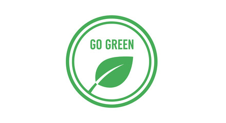 Inspiring green leaf emblem with 'Go Green' text, symbolizing eco friendliness and environmental consciousness for sustainable campaigns.