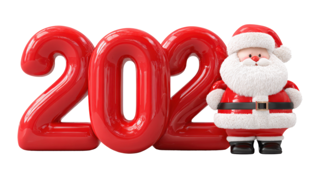 3D Santa Claus character with red text "2026", isolated, New Year concept. Vector illustration of Santa Claus figure and big numbers for holiday greeting card or poster design for New Year's party.
- Powered by Adobe