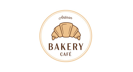 Artisan bakery cafe logo featuring a delicious croissant, perfect for branding and business design needs.