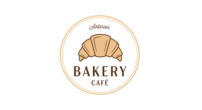 Artisan bakery cafe logo featuring a delicious croissant, perfect for branding and business design needs.