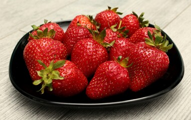 strawberries on a wooden table