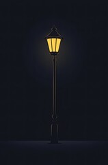 A street lamp is shining on the left side of an all-black background