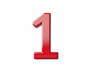 A Shiny Red Number One Digit Isolated on a Black Background with Realistic 3D Rendering and Soft Reflections