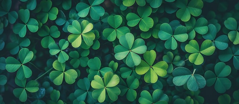 Dense green clover leaf background with fresh natural texture