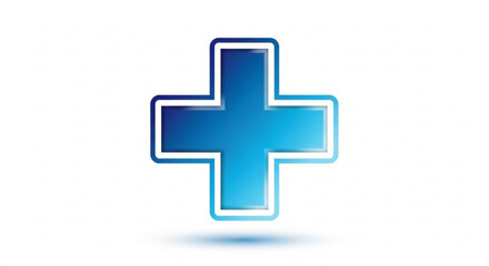 Obraz premium A blue plus sign with a white outline, , representing addition, positive, medical, and healthcare concepts