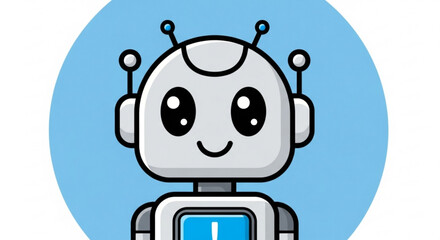 Cute robot cartoon character, a friendly and adorable illustration of artificial intelligence