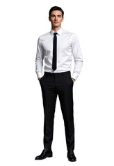 Fototapeta premium Elegant young man in formal attire with black tie
