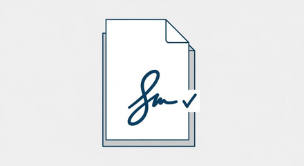 Document with signature representing agreement, contract, confirmation, or approval in a clean and modern design