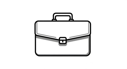 Simple black and white line art illustration of a briefcase, symbolizing business, career, and professionalism