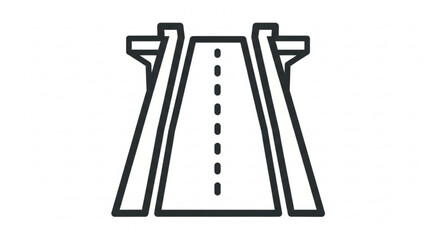 Minimalist illustration of a straight road with a bridge, emphasizing simplicity, direction, and modern infrastructure design