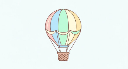 Hot air balloon colorful balloon with basket for travel and adventure romantic flight in the sky