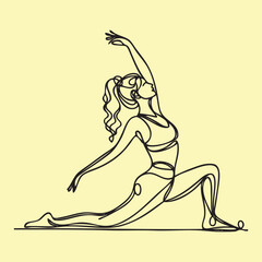 Yoga one line.A beautiful girl doing yoga. Vector illustration.
